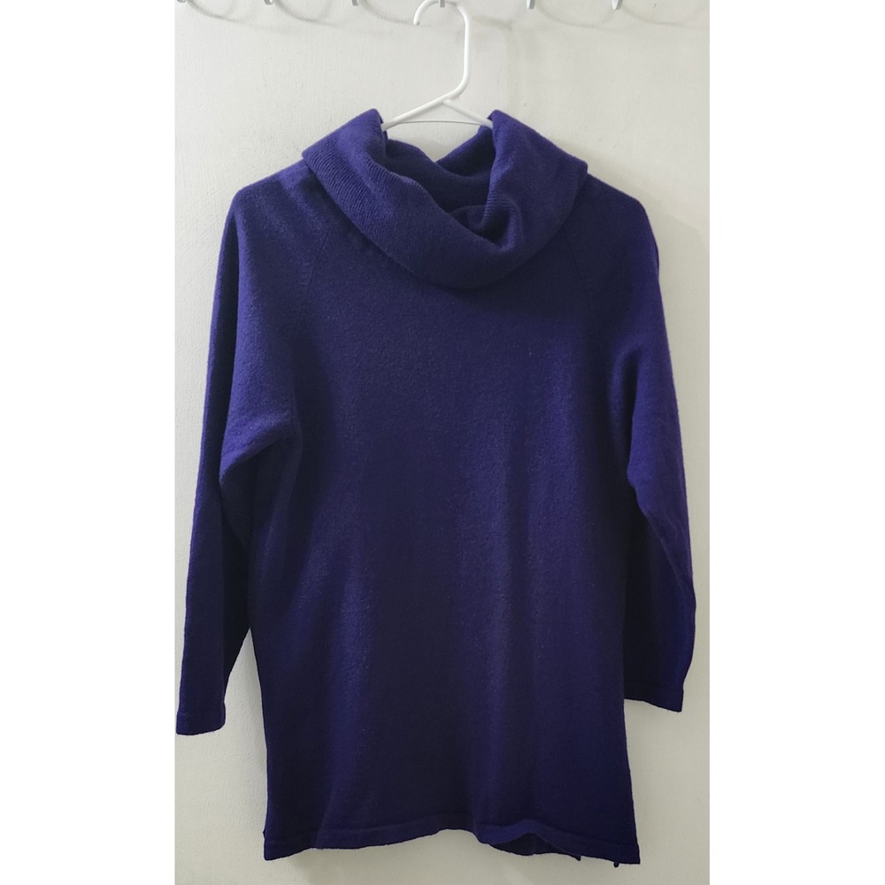 Saks Fifth Avenue Purple Merino Wool Cowl Neck Tunic Sweater Large
